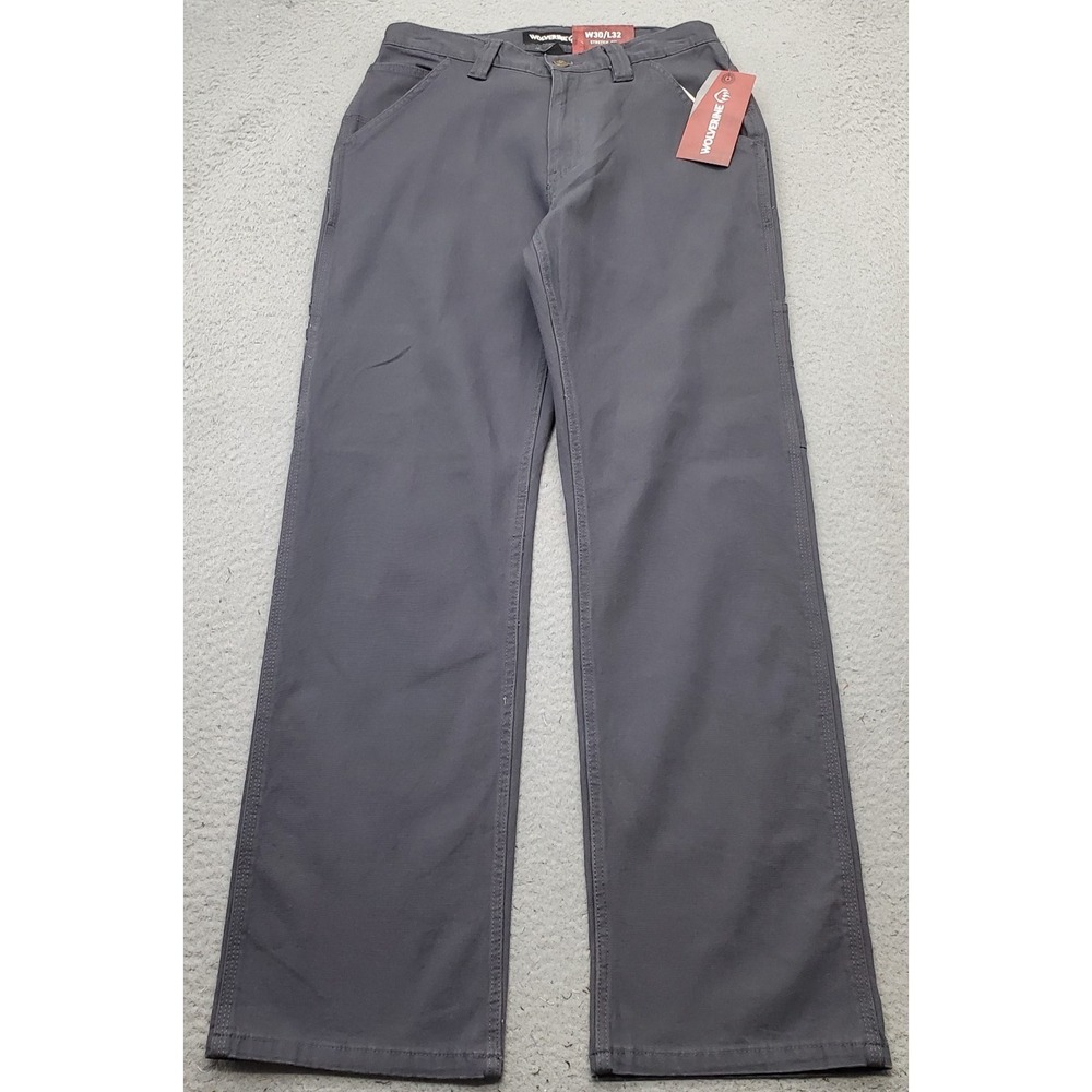 Wolverine Steelhead Workwear Pants Mens 30/32 Gray Canvas Stretch Fit Wide Leg